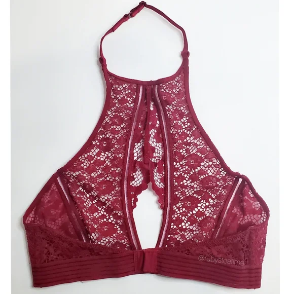 VICTORIA'S SECRET Very Sexy Floral Lace Halter Bralette -Red, Small,New with Tag - Picture 4 of 8